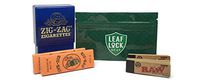 Zig Zag Crush Guard Cigarette Case, Zig Zag Orange 1 1/4 Rolling Papers (2 Packs), Raw Tips (2 Packs), Leaf Lock Gear Smell Proof Pouch - 6 Item Bundle