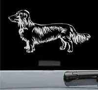 Long haired dachshund Vinyl Decal Sticker (SILVER)