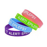 BAIYI 4Pack Epilepsy Medical ID Alert Bracelet Silicone Wristbands for Kids 6 inch