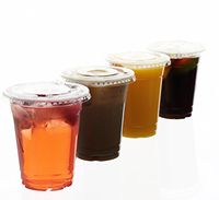 (100 Count) 12 oz Disposable Clear Plastic Cups with Lids - BPA Free Bulk Cup Set - Perfect cups for kids or when you are on the go