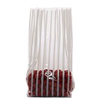 10ct Small Vertical"White Stripes" 7x2x3" Cello Cellophane Treat Food Snack Bags nfLG -549