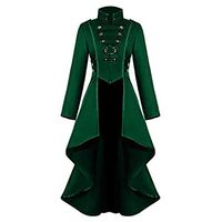 Crazyfashion 2020 Women Steampunk Button Halloween Costume Tailcoat Jacket Corset Green
