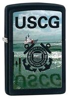 Zippo Pocket Lighter Coast Guard Windproof Lighter, Black Matte
