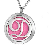 VALYRIA Monogram D Aromatherapy Essential Oil Diffuser Necklace-Stainless Steel Letter Locket Pendant with 11 Refill Pads