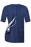Navy Breast Cancer Recovery Tee with Internal Drain Management Pockets, Large