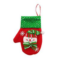 re2chiOngs Bag Santa Elk Sequins Glove Storage Pouch Forks Candy Gift Bag Xmas Decor Glove Shape Snowman
