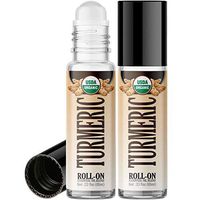 Organic Turmeric Roll On Essential Oil Rollerball (2 Pack - USDA Certified Organic) Pre-diluted with Glass Roller Ball for Aromatherapy, Kids, Children, Adults Topical Skin Application - 10ml Bottle