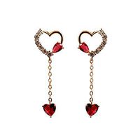 Pure silver ear nails small love ear ornament ruby ear nails
