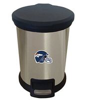 The Furniture Cove New 1.3 Gallon Round Stainless Steel Step Trash Can Waste Basket Featuring Your Choice of a Football Team Logo (Broncos Helmet)