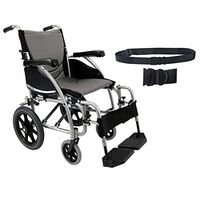 Karman S-Ergo 115 Ergonomic Transport Wheelchair | S-Style Seat Size 18" X 17" | Wire Break & Standard Swing Away Legrest | Frame Color - Pearl Silver & Free Black Wheelchair Seatbelt!