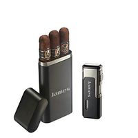 Personalized Visol Prato Stainless Steel 3 Finger Cigar Case - Free Engraving (Text)