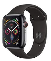 Apple Watch Series 4 (GPS + Cellular, 44mm) Space Black Stainless Steel Case with Black Sport Band (Renewed)