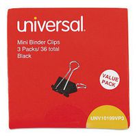 Universal 10199VP Mini Binder Clips, Zip-Seal Bag, 1/4-Inch Capacity, 5/8-Inch Wide, Black, 144/Bag