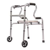 LIUSU-Walker Healthcare Folding Aluminium Standard Walkers/Light Weight Wheeled Walking Frames for Home Use/8-speed Height can be Adjusted/can be Used as Bath Stool