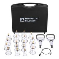 Professional Cupping Therapy Set by Myofascial Releaser **Free Replacement Cups** 18 Multi-Sized Cups with Large and Facial Sized Vacuum Cups - Massage and Physical Therapy Equipment Set