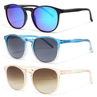 IBOANN 3 Pack Sunglasses for women/men-Classic Round Retro Frame-Vintage Trendy 400UV Sun Glasses