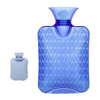 1000ML Classic PVC Cold or Hot Water Bottle with Soft Plush Cover - Blue