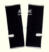 Muay Thai Boxing Ankle Wrap Support (NationMan) Black with White Trim