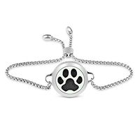 Lademayh Kids Diffuser Bracelet for Aromatherapy Essential Oils, Paw Print Design Stainless Steel Diffuser Locket with Adjustable Chain Bracelet