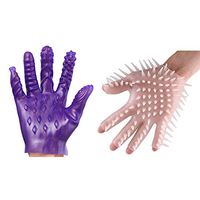 Williant-Brilliant Male Female Massage Tool Soft Flirting Massage Glove Men Ribbed Teasing Gloves,2PCS (Purple A+Transparent)