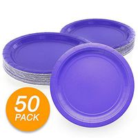 Amcrate Purple Disposable Paper Party Plates 9" - Ideal for Weddings, Party’s, Birthdays, Dinners, Lunch’s. (Pack of 50)