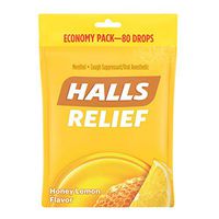 HALLS Relief Honey Lemon Cough Drops, 80 Drops