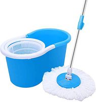yerflew 360° Spin Mop Buckets System with 2 Microfiber Mop Heads, Adjustable Stainless Steel Handle,Floor Cleaning System for Home Office, Bathroom Equipment (Blue)