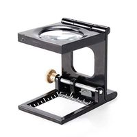 ZH Magnifier 10X Metal Magnifying Glass with Ruler Folding Optical Glass Lens Magnifying Glass for Textile and Printing