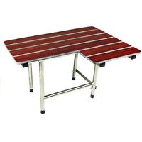 CSI Bathware SEA-SD-3221-LH-PW ADA Bathroom Shower Bath Seat Folding Wall-Mounted Left Hand Phenolic Wood Seat, 32-Inch x 21-Inch, Wood Grain/Stainless Steel