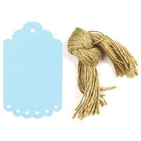 Wrapables 50 Count Gift Tags/Kraft Hang Tags with Free Cut Strings for Gifts, Crafts and Price Tags, Large Scalloped Edge, Blue