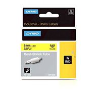 DYMO Industrial Heat Shrink Tubes for DYMO Industrial RhinoPro Label Makers, Black on Yellow, 3/8", (18054)