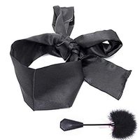 waterlan Soft Feather Massage Tool with Satin Sleep Mask Eye Mask Light Out Blindfold Travel Flight Favor