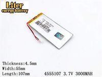 3.7V 3000mAh 4555107 Lithium Polymer Ion Rechargeable Battery Lithium Polymer Li-Po Battery for MP4 GPS MP3 Bluetooth Stereo DIY Gift