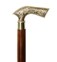 Icrafts Wooden Decorative Cane Walking Stick - 37” Vintage "Ebony" Brown Sheesham Wood Decorated with Silver Handle Walking Stick for Men and Women