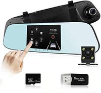 Mirror Dash Cam Ispring 5'' IPS Touch Screen FHD 1080P 140° Wide Angle Dual Lens Front And Rear IP68 Waterproof Car Camera Dashboard Camera DVR WIth 16GB TF Card Included