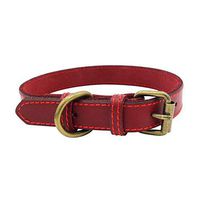 Bronze Leather Pet Collar Retro Pure Leather Collar Pet Supplies New Dog Chain (Red, XL)