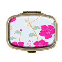 Top A Flowers Custom Personalized Square Pill Box Decorative Box Vitamin Container Pocket Or Wallet (Flowers-12)