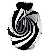 KaiCran Fashion Women Polo Neck Sweatshirt 3D Digital Vortex Print Pullover Tops Blouse (Black, 5XL)