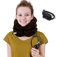DaviSMART Neck Traction ✮ Effective Neck Pain Remedy at Home ✮ Inflatable & Adjustable Cervical Stretcher (Brown)