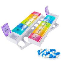 Weekly Pill Organizer Pill Organizer 7 Day Large 2 Times a Day BPA Free Travel,Daily Rainbow Colored Pill Sorter,Eeasy Ppress Open Design Pill Container for Pills/Vitamin/Fish Oil/Supplement