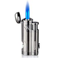 Cigar Torch Butane Lighters Fuel Refillable Lighter with Punch High Quality Cutter and Set 2 Jet Strong Flame Windproof