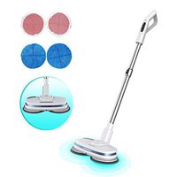 Mamibot Cordless Electric Mop Dual Spin Mopping Polisher 3-in-1 Scrubber Waxer Floor Cleaner 180°Rotation Rechargeable with Water Spray,LED, Adjustable Handle and 4 Replaceable Mop Pads for Wooden Tile Marble Vinyl and Laminated Flooring(White)