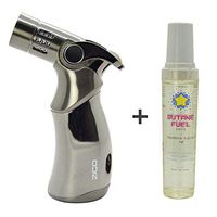 Zico Butane"Gray" Stainless Steel One Torch Refillable Lighter & One Butane Fuel(Chosen Randomly)