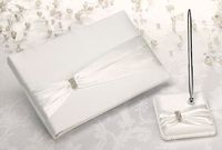 Cream Sash Guest Book with Pen Set