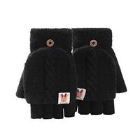 Women Half Finger Flip Gloves Cycling Mittens Warm Coldproof Gloves Convertible Fingerless Knitting Mittens