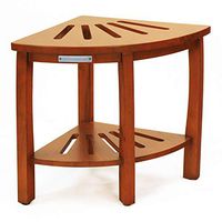 Oceanstar Shower Seat with Storage Shelf Corner Spa Bench, One Size, Natural