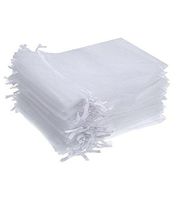 Yarmoire Sheer Drawstring Organza Gift Bag 4x6",Wedding Party Favors Candy Pouches Wrap (White, 100 pcs)