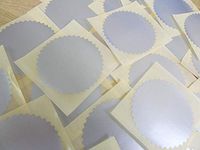 Minilabel 64mm Serrated Edge , Certificate Wafer Company Seal Labels , Stickers For Embossing , Awards & Rewards Matt Silver