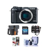 Canon EOS M6 24MP Mirrorless Digital Camera (Body Only) Black - Bundle with Holster Case, 16GB SDHC Card, Memory Wallet, Cleaning Kit, Pc Software Package