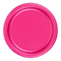 240 Hot Pink (10 Pks of 24) 7 Inch Wax Coated Plain Solid Color Dessert Cake Paper Plates